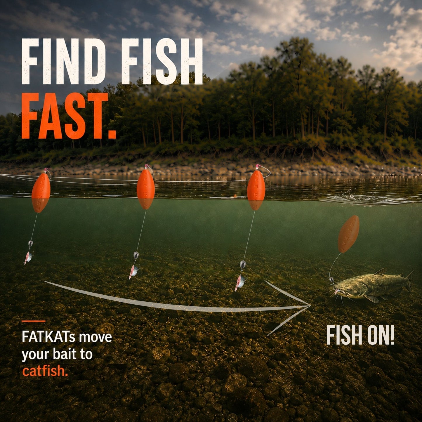 FATKAT Rig —  Pre-Tied Catfish Drift Rig for Lakes, Rivers & Bank Fishing