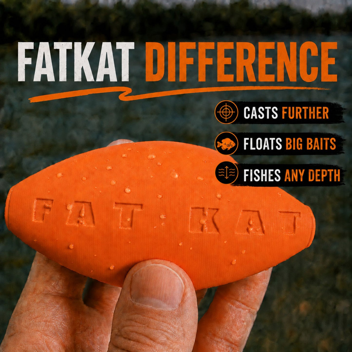 FATKAT Bobber — Large Catfish Bobber for Long Casts, No Foam