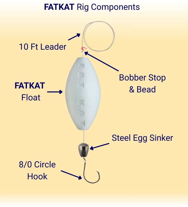 FATKAT Bobber Rig layout with eco-friendly slip bobber and steel weight.