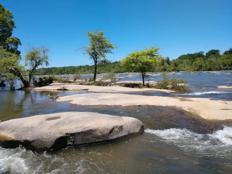 River with deep channels and a nice river bend where catfish can be found