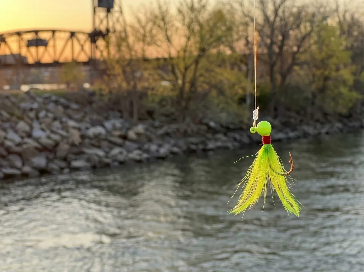 shad dart above the Delaware River in the late evening during incoming tide